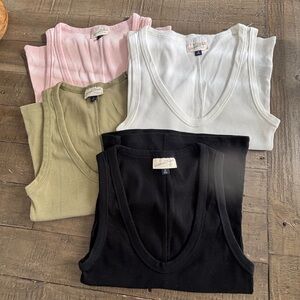 Universal Thread Ribbed Tank Tops - Black, White, Pink, Olive